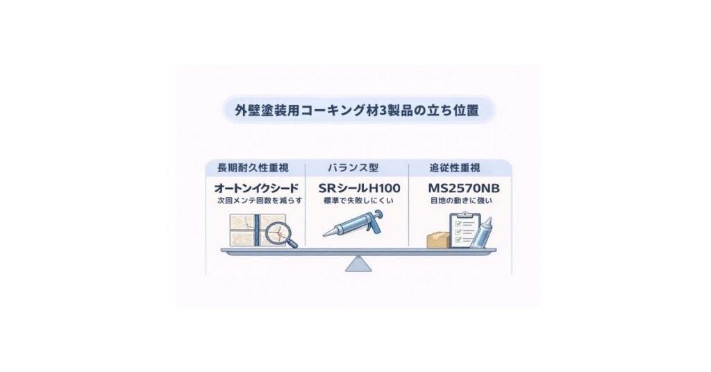 コーキング3製品の立ち位置