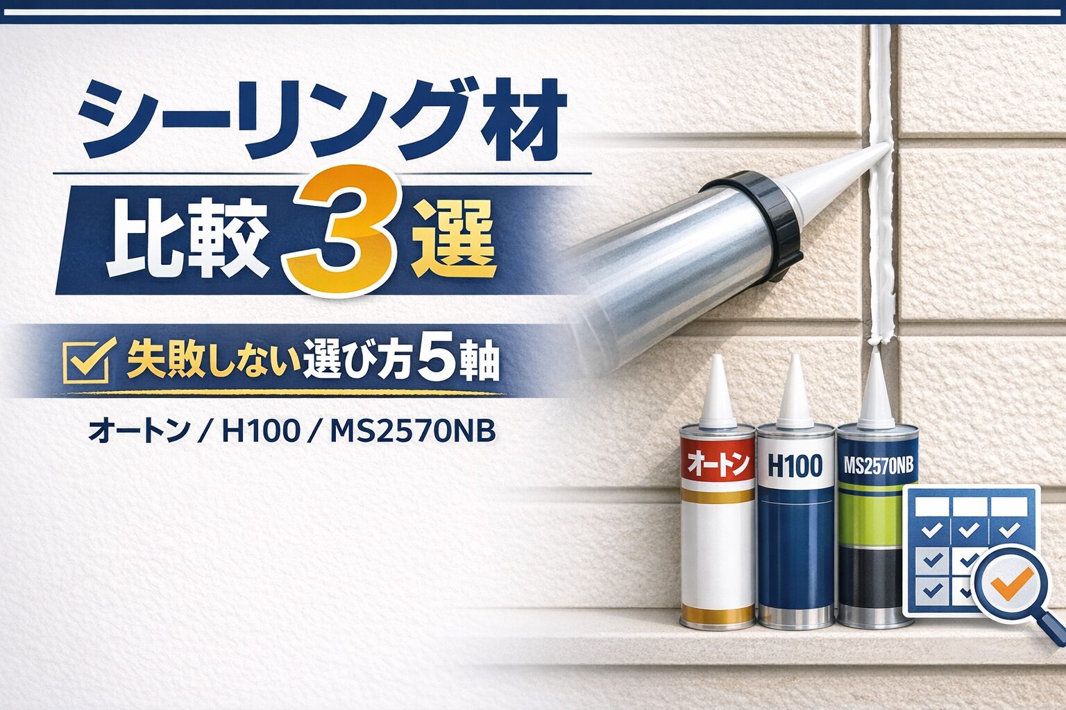 外壁塗装のコーキング材比較｜オートンイクシード・SRシールH100・MS2570NB【選び方5軸】